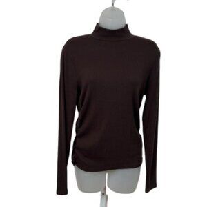 J. Crew Brown Ribbed Ruched Mock Neck  Size Large